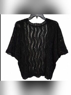 Pierre Cardin Women's Size Small Black Knit Short Sleeve Cardigan